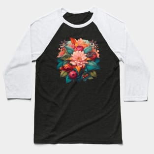 sublimation design with spring blooming flowers Baseball T-Shirt